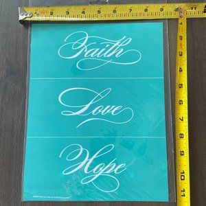 Chalk Couture silk screen transfer ~ RETIRED~; Size B, FAITH LOVE HOPE TRIO